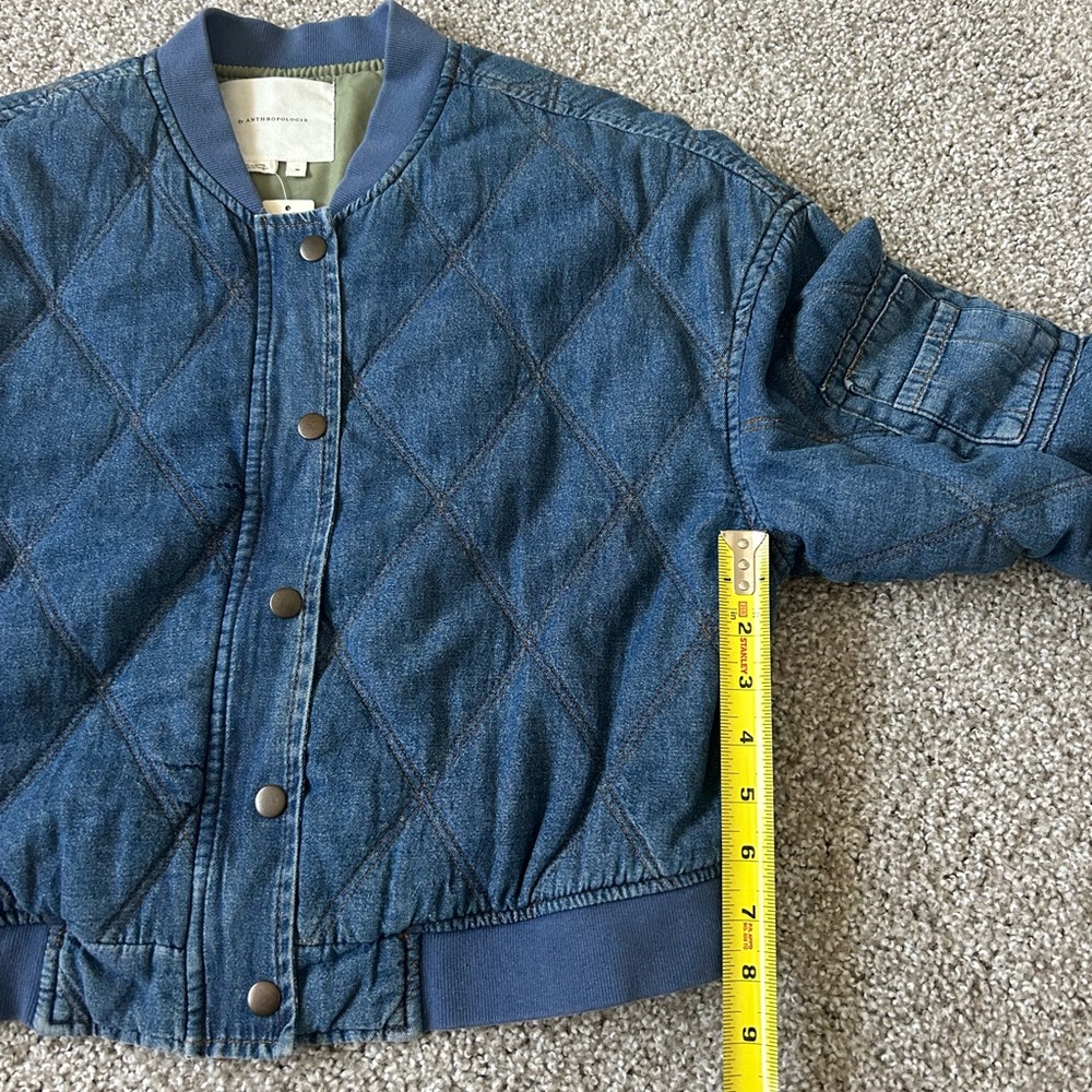 Anthropologie Lindy Quilted Denim Bomber Jacket in Indigo size Medium - Picture 13 of 15